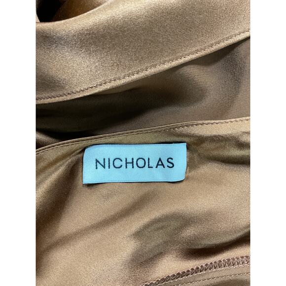 Nicholas 'Lucinda' Brown Halter Cowl Neck Gown Size 4 - Picture 4 of 5